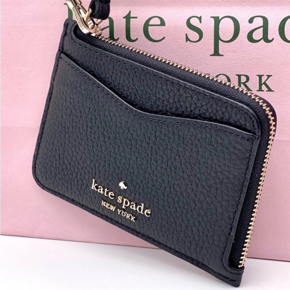 Kate Spade leila small card holder wristlet wallet black - Picture 2 of 10